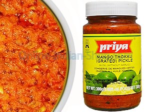 mango pickle, manga thokku, hot, priya